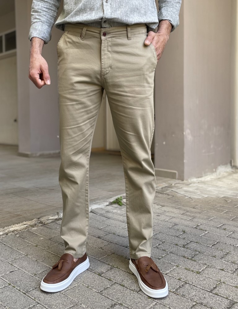 Dynamo ανδρικό μπεζ παντελόνι υφασμάτινο Chinos M1315 φωτογραφία